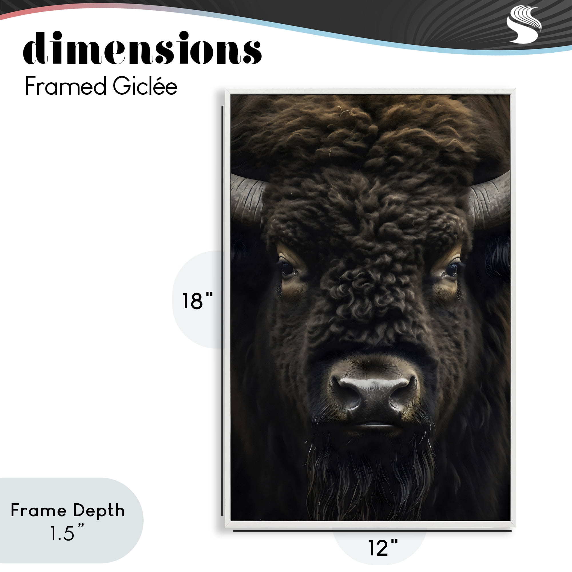 Stupell Industries Bison Portrait Close Up White Framed Giclee Art, design by Creative Studio