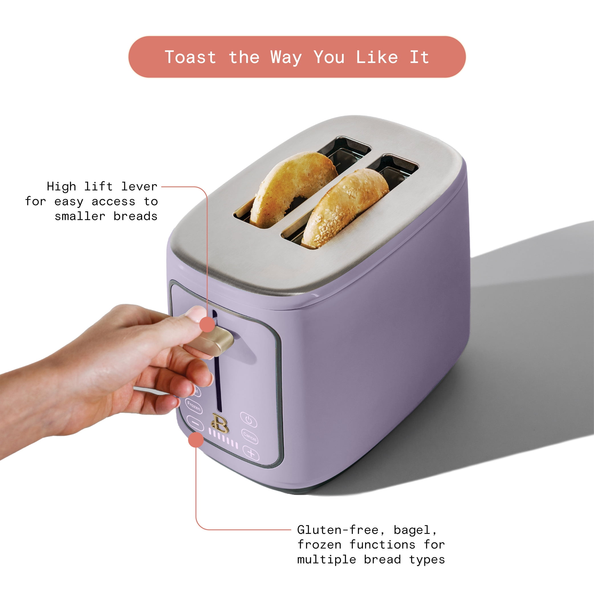 RARE! NIB! Beautiful 2 Slice Touchscreen Toaster, Lavender by Drew