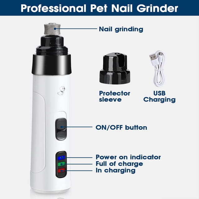 Molinillo De Uñas Para Mascotas, Cortauñas Eléctrico Silencioso Con USB Recargable Para Perros Pequeños Y Medianos Y Gatos