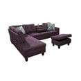 thumbnail image 6 of Ainehome Sectional Sofa, Line Fabric Sectional Sofa Couch Set with Drop Down Table/Cup Holder (Amaranth), 6 of 8