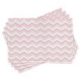 thumbnail image 1 of Ambesonne Pink Place Mats Set of 4, Zigzag Chevron Grunge, Standard Size, Rose Pale Pink White, 1 of 6