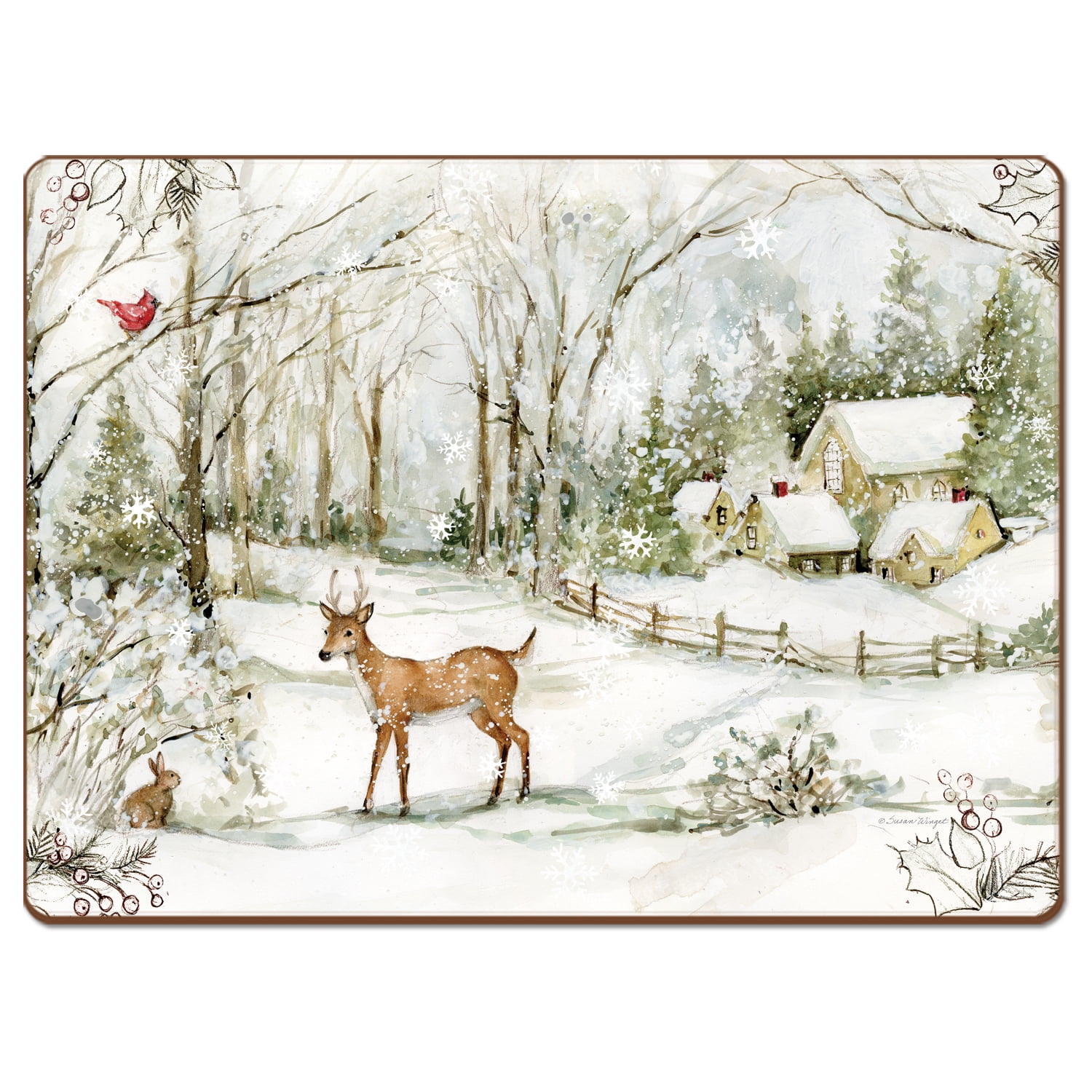 Christmas Placemats Linen Golden Deer Magical Forest - Temu