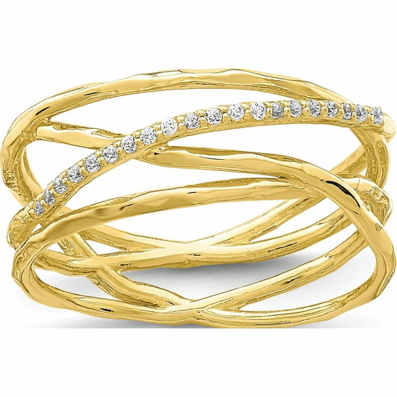 10K Yellow Gold Cz Ring (Size 7) Made In Vietnam 10c1399