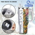 thumbnail image 3 of Christmas Tree Stainless Steel Tumbler with Lid & Straw, Holiday Ornament Print Insulated Travel Mug, Hot Cold Drink Cup for Women & Gift Giving, 3 of 9