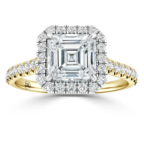OM-RE Asscher Cut 1 Carat Diamond Solitaire Engagement Ring in 10K Gold
