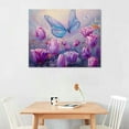 thumbnail image 2 of Shiartex Floral Wall Art Decor Purple Blooming Flower Pictures Prints on Canvas for Living Room Abstract Painting Decor for Bedroom Bathroom Butterfly Artwork for Home , Ready to Hang 20x16/16x12 in, 2 of 4