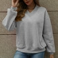 thumbnail image 2 of Jalioing V Neck Sweatshirts for Women Loose Basic Long Sleeve Pullover Tops Solid Color Fall Winter Casual Shirts, 2 of 8