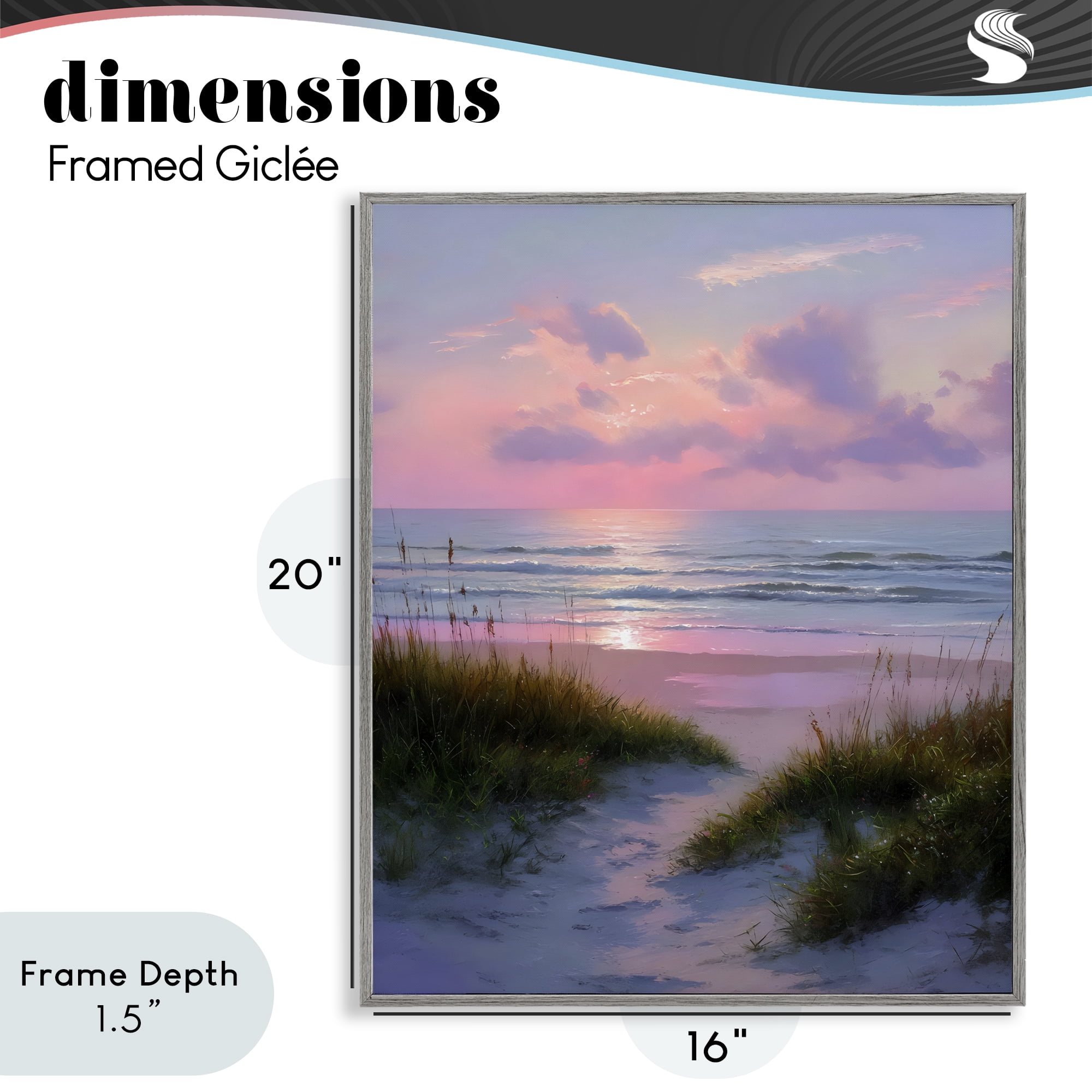 Stupell Industries Romantic Beach Sunset in Pink Gray Framed Giclee Art, design by Franklyn Gregory
