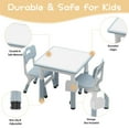 thumbnail image 7 of Kids Table and 4 Chairs Set with Graffiti Desktop, Height Adjustable Toddler Table and Chairs Set, 4 in 1 Activity Table Play Table for Reading, Drawing, Playing, Eating, 7 of 7