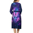 thumbnail image 2 of Yuyamidu Purple Butterfly Bathrobes for Women 3/4 Sleeve Robes Flower Kimono Robe Fashion Nightgown with Waist Belt Lightweight V Neck Sleep Dress Plus Size L, 2 of 7