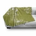 thumbnail image 3 of Sea Shells Soft Flannel Fleece Blanket, Abstract Swirl and Floral Elements Seahorse Silhouette Pattern Tropical, Cozy Plush for Indoor and Outdoor Use, 70" x 90", Yellow Green White, by Ambesonne, 3 of 6