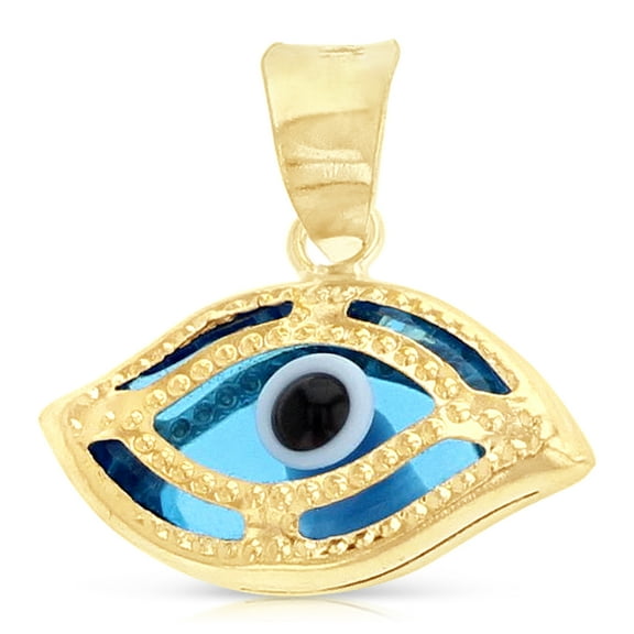 Ioka-14K Yellow Gold Evil Eye Charm Pendant For Necklace or Chain