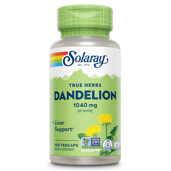 SOLARAY Dandelion Root Supplement - Healthy Kidney and Liver Support - 1,040 mg per Serving - Vegan, Lab Verified, 60-Day Guarantee - 50 Servings, 100 VegCaps
