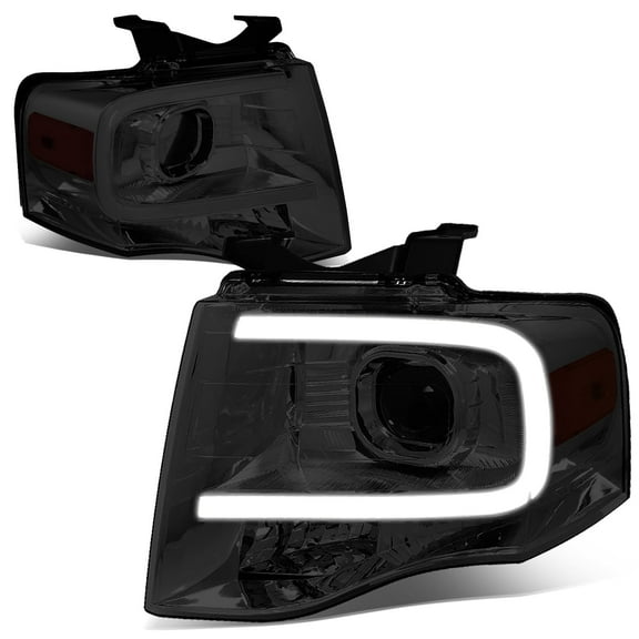 DNA Motoring For 07-14 Ford Expedition LED DRL Smoked Amber Projector Headlight Lamps Pair