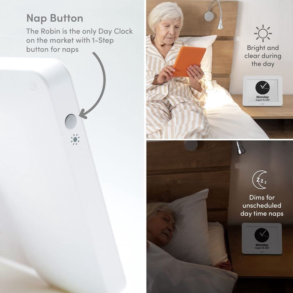 Clock 2025 with Day and Date for Elderly, Large Digital Calendar Bedside Clock for Seniors with Talking Voice