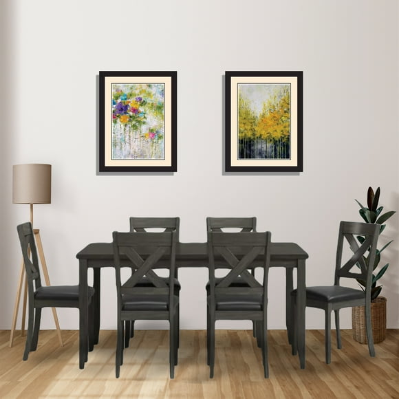 Cosmic Homes Grey Dining Table Set for 6 | Chaise Salle à Manger Chaise de Cuisine, Modern Kitchen Table Set | Chaise Cuisine et Table de Cuisine | Dining Chairs Set of 6 & Dining Table for 6 | Grey