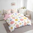 thumbnail image 3 of jejeloiu Cartoon Floral 7 Pieces Bedding Comforter Set,White Pink Blue Full Bedding Set,Kawaii Flower Fitted Sheet Flat Sheet For Children,Super Cozy Room Decor Reversible, 3 of 8
