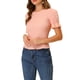 thumbnail image 4 of INSPIRAR CHIC Estilo Blusas con Volantes para Mujeres Cuello Redondo Manga Abullonada Top Smock XL Rosa Claro, 4 of 5
