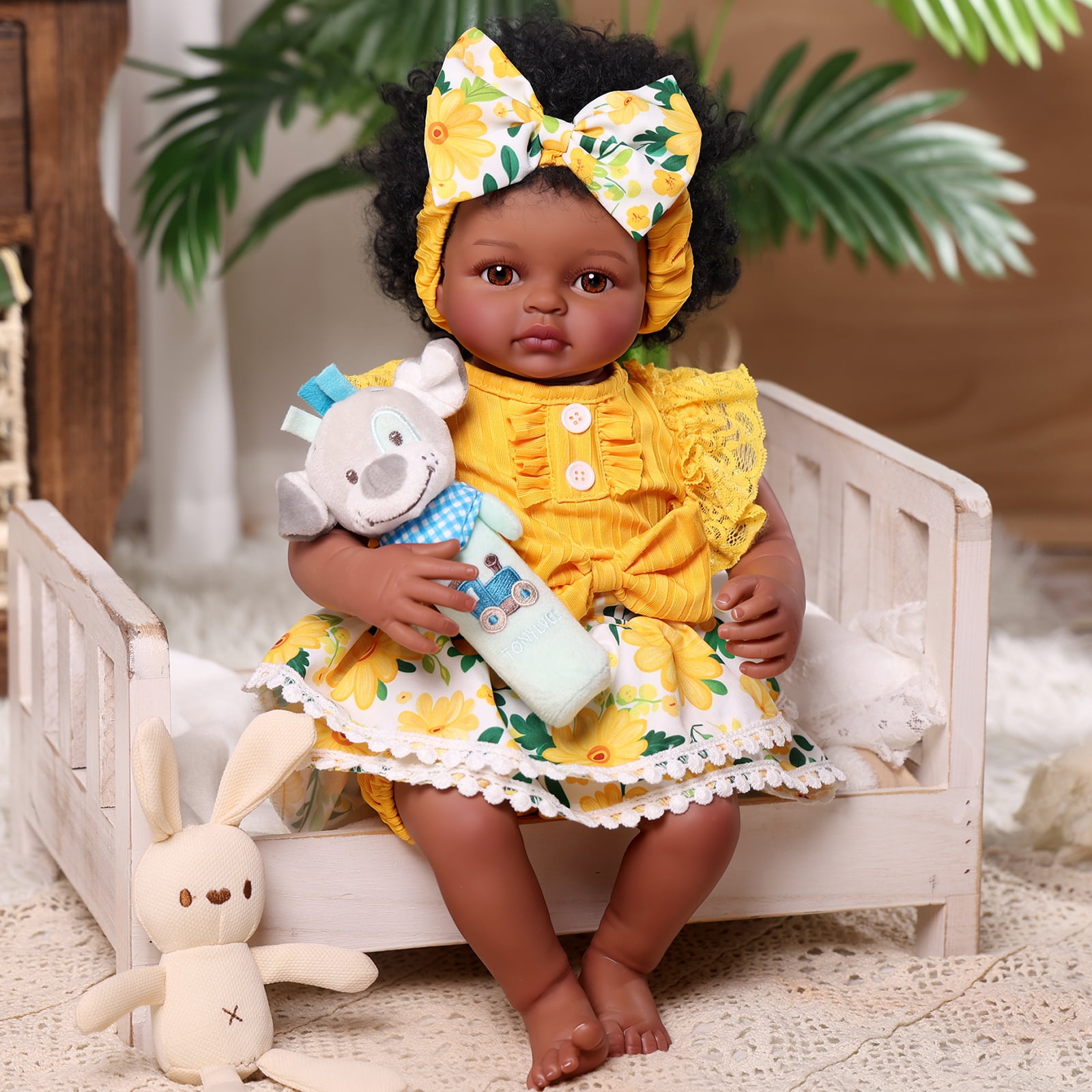 RSG Lifelike Reborn Baby Dolls Black Girl- 17 Inch Soft Body - Handmade Real Life Baby Dolls with Clothes and Toy Gift for Kids Age 3+