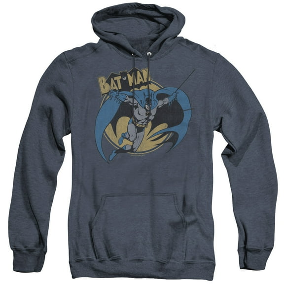 Batman Through The Night Adult Heather Hoodie Sweatshirt Navy