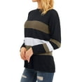 thumbnail image 6 of HUBERY Women Colorblock Stripe Crew Neck Long Sleeve Sweater, 6 of 8