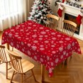 thumbnail image 5 of Red Christmas Snowflake Tablecloth,60x70 Inch,Waterproof Polyester Table Cover for Indoor Outdoor Holiday Decor, 5 of 6