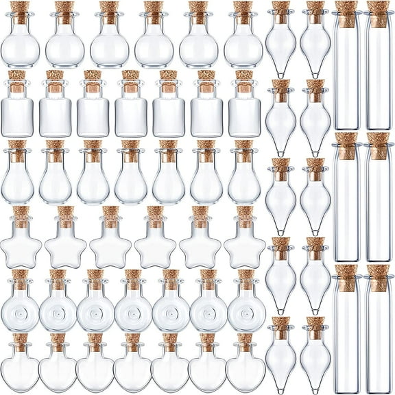 80 Pieces Tiny Glass Bottles Spell Jars with Cork Stoppers Small Mini Wishing Potion Bottles Witchcraft Supplies for Winter Wedding Party Decor Drifting DIY Crafts Project(Classic Style)