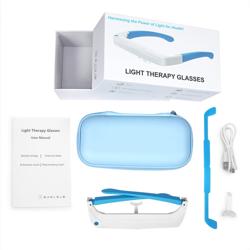 2025 New Generation SAD Light Therapy Glasses | Blue Light & Red Light Therapy for Seasonal Affective Disorder, Portable Home Use Phototherapy Device