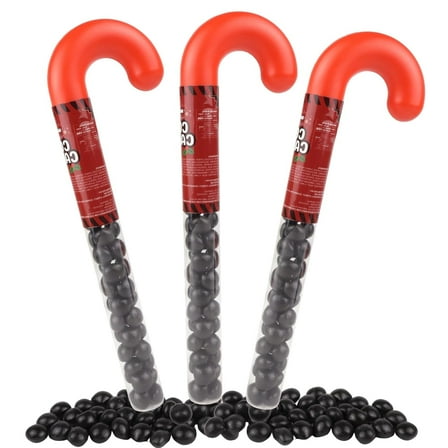 Naughty List Coal Candy Canes, Christmas Stocking Stuffers, Pack of 3, 1.41 Ounces per Tube