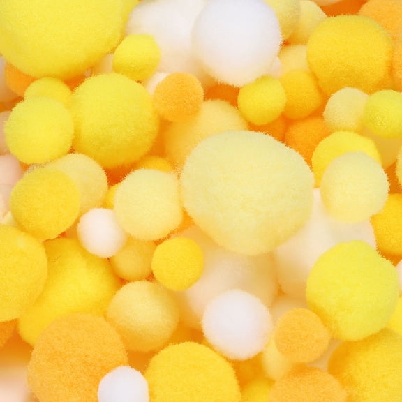 Fuzzy Pom Poms Balls, 120 Pcs Assorted Sizes Mini PomPoms for Crafts Jewelry Making Yellow Series