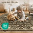 thumbnail image 4 of ODIKA 5'x7' Washable Area Rug Boho Scroll Frame Distressed Border Scrolls Ornamental Vintage Flowing Dynamic for Small Living Room, Bedroom, Easy Care, Non-Shedding, Pet Friendly, 4 of 7