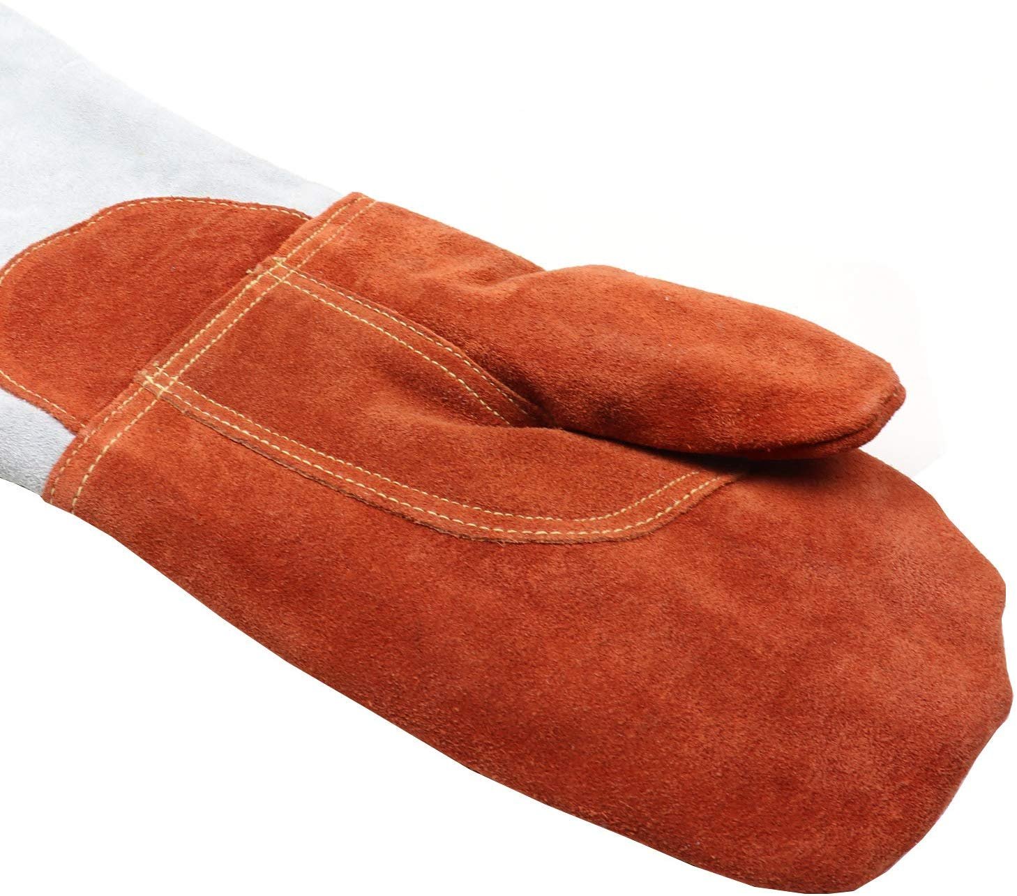 Vollum High-Heat Orange-Top Suede Oven Mitts 1 Pair 16 Inch, Resistant to 572F