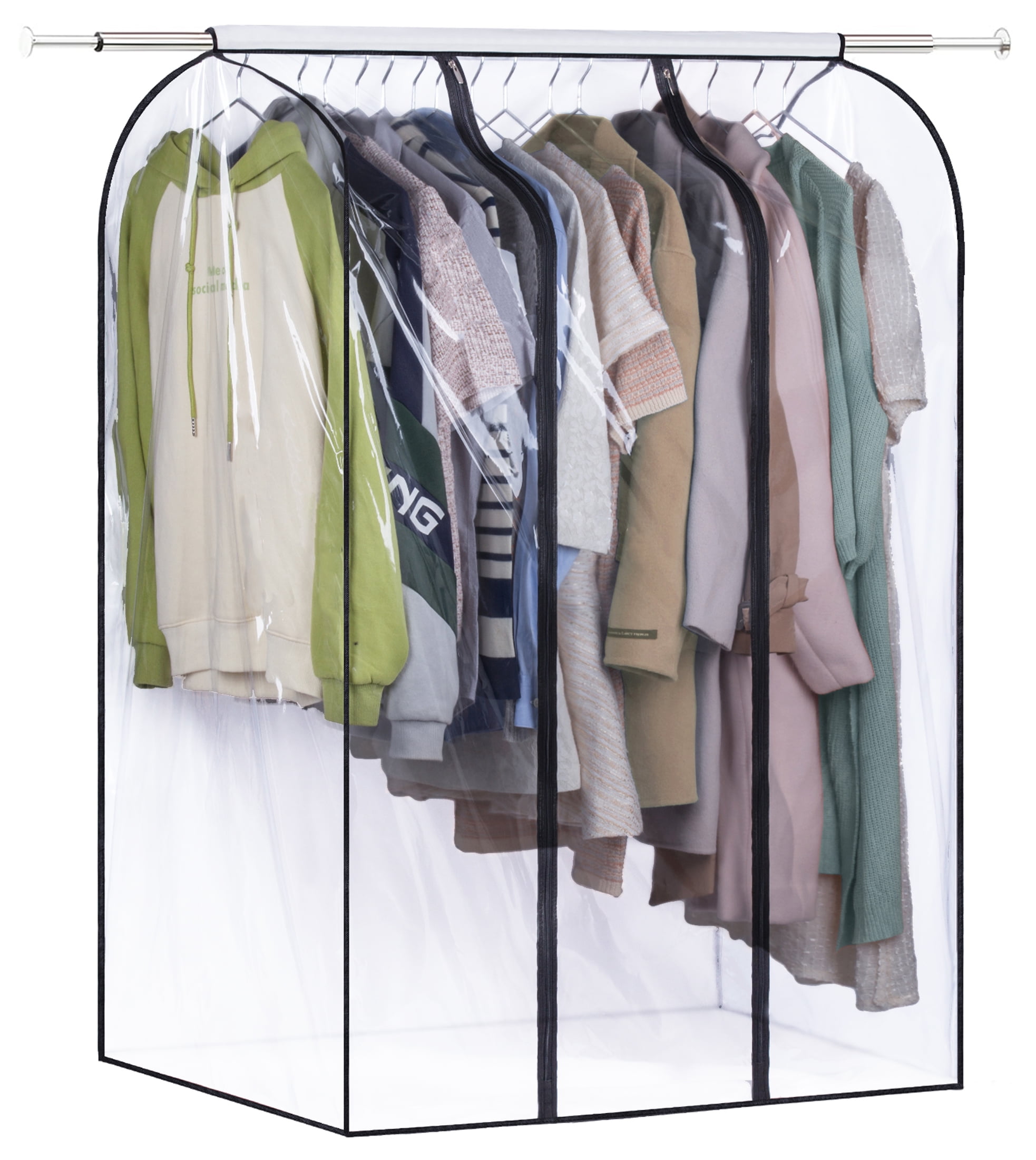 KEEGH Hanging Garment Rack Cover Large Suit Bags for Closet with Clear Window 40 Inches Grey Clothes Dust Cover for Shirt Dress 
