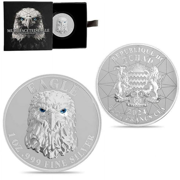 2024 Chad 1 oz Silver Multifaceted American Eagle Ultra High Relief Coin .999 Fine