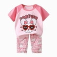 thumbnail image 1 of COMVALUE Graphic T Shirt Shorts Set Girls Short Sleeve 2 Lounge Sets Cartoon Summer Active Tracksuit (Blue, 3-4 Years), 1 of 6