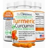 BioOptimal Organic Turmeric Capsules, 2 Month Supply, Turmeric Curcumin Supplement, Organic Turmeric with Black Pepper, Non-GMO, Extra Strength, Joint Pain Relief, 1 Daily, 60 Turmeric Pills