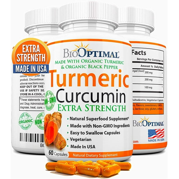 BioOptimal Organic Turmeric Capsules, 2 Month Supply, Turmeric Curcumin Supplement, Organic
