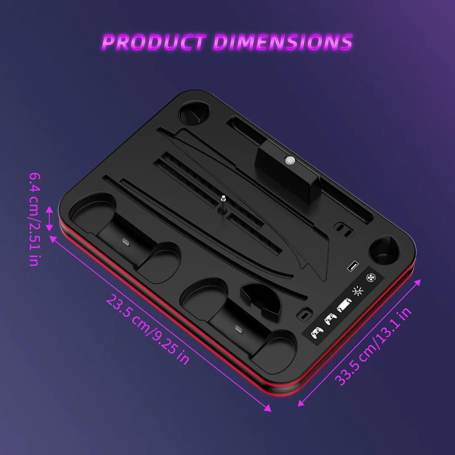 Uberwith for PlayStation Portal Charger, for PS5 Stand and Cooling Station with RGB LED Controller Charging Dock Accessories, for PS5 Edge Controller and PS Portal Charger, Headset and Remote Holders