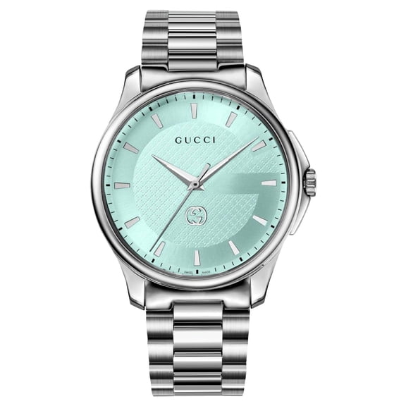 Gucci G-Timeless Stainless Steel Turquoise Blue Dial Quartz Mens Watch YA126372
