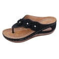 thumbnail image 2 of RotHome Women's Wedge Sandals Platform Flip Flops Comfortable Summer Dressy Thong Sandals Cushioned Footbed for Wedding Travel Beach Casual Black, 2 of 9
