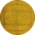 thumbnail image 1 of Ahgly Company Machine Washable Indoor Round Oriental Yellow Industrial Area Rugs, 4' Round, 1 of 4