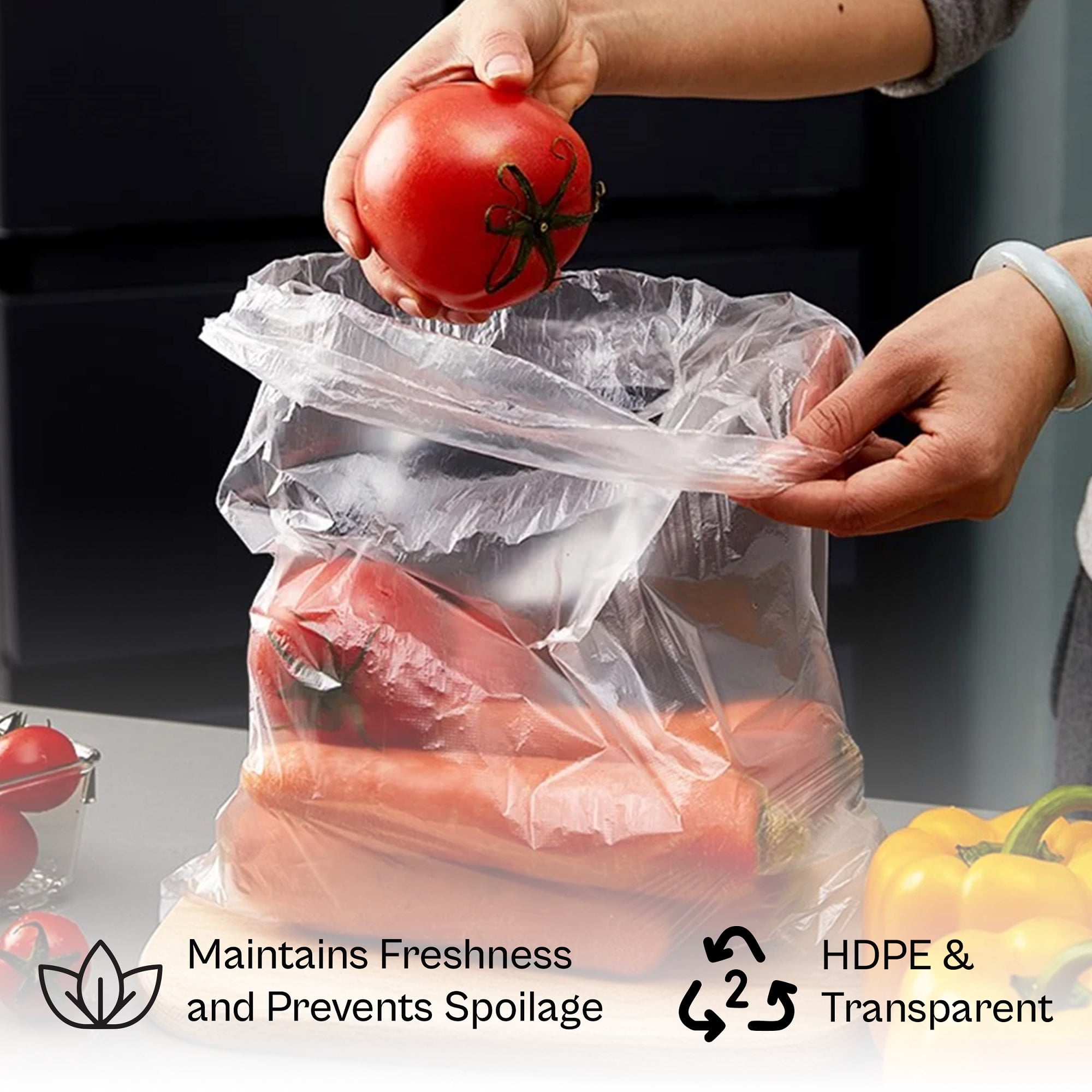 SSBM 12" x 20" Plastic Produce Bags on a Roll, 750 Clear Bags per Roll with 4 Rolls for Food Storage and More