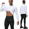thumbnail image 3 of QPNGRP Men's 3 Pack Dry Fit Long Sleeve Athletic Shirts Workout Running Shirts White 2XL, 3 of 8