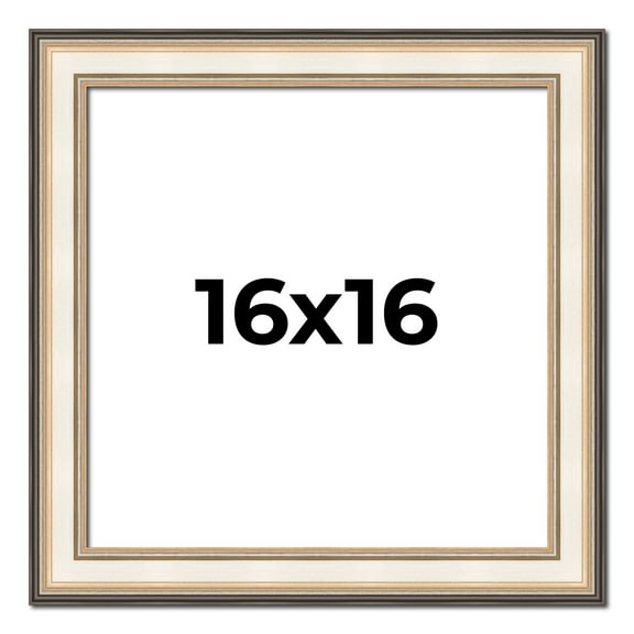 16x16 Frame Gold Silver Plein Aire 2" Inch Wide Moulding Solid Wood Picture Frame | Modena
