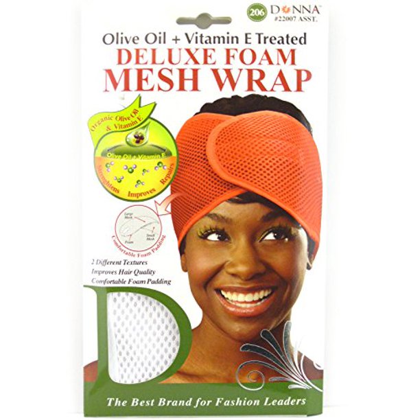 Donna Deluxe Foam Mesh Wrap, Olive Oil + Vitamin E Treated 22007 White, Improves hair quality