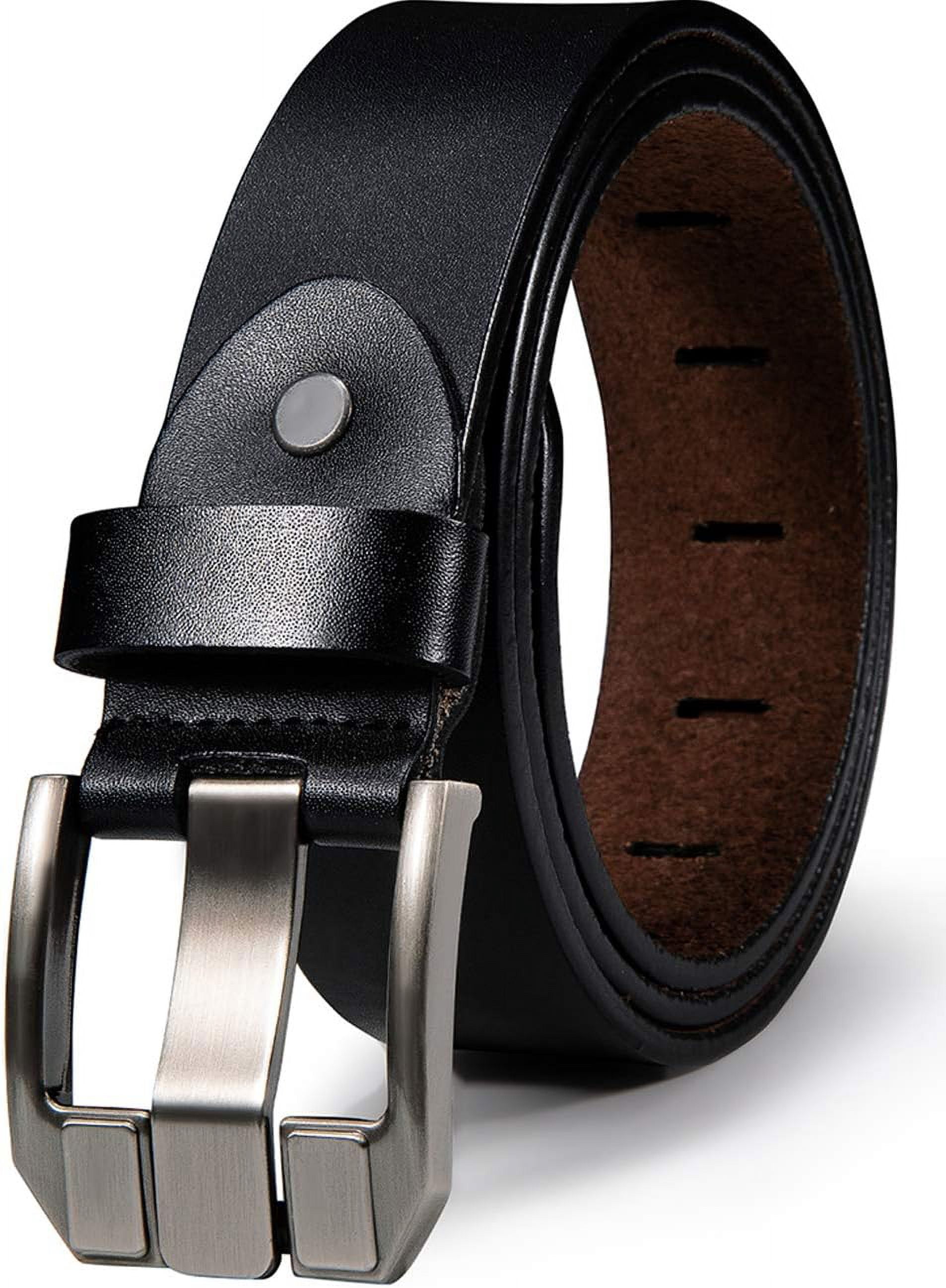Barry.Wang Men's 2-Pack Ratchet Belts - Genuine Leather, Adjustable Slide Buckle (Gold Tiger/Bull), Trim To Fit Up To 130cm - View #10