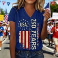 thumbnail image 3 of KDDYLITQ Womens 250th Anniversary Independence Day Tshirt American Birthday National Flag Print V Neck T-Shirts 4th July Red White Blue July 4th Blouses 250th Birthday 2026 Short Sleeve Tops Blue 2XL, 3 of 6