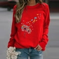 thumbnail image 2 of IROINNID Womens Long Sleeve Tops O-Neck Printing Loose Home Hedging Hoodie Tops,Red, 2 of 5