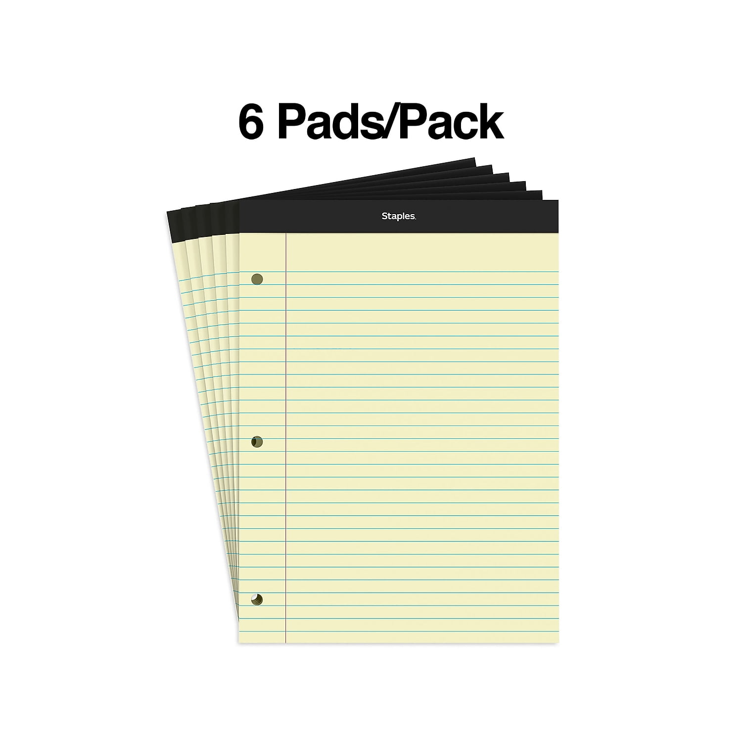 Staples Notepads 8.5" x 11.75" Wide Ruled Canary 12/Carton ST57349VS