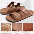thumbnail image 2 of SHIQI-Mens Sandals,Beach Slides Cork Footbed Slippers with Adjustable Buckle Straps Size 7-13, 2 of 4